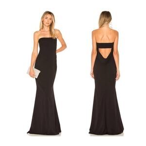 Katie May Mary Kate Black Strapless Drape Back Gown Dress Size 10